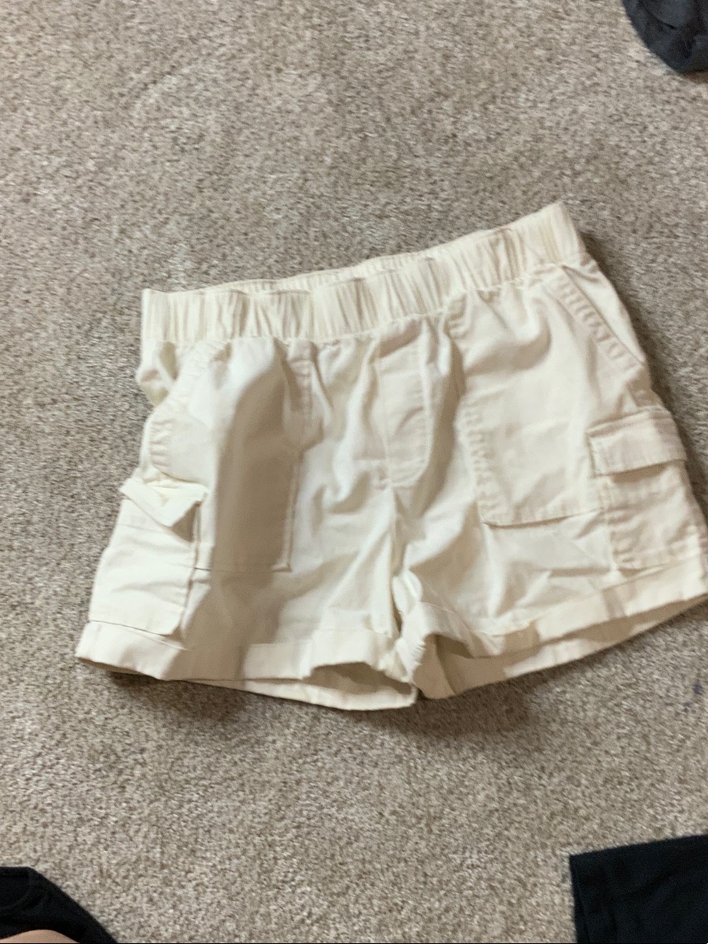 Lucky Brand Cream Cargo Shorts with Elastic Waistband